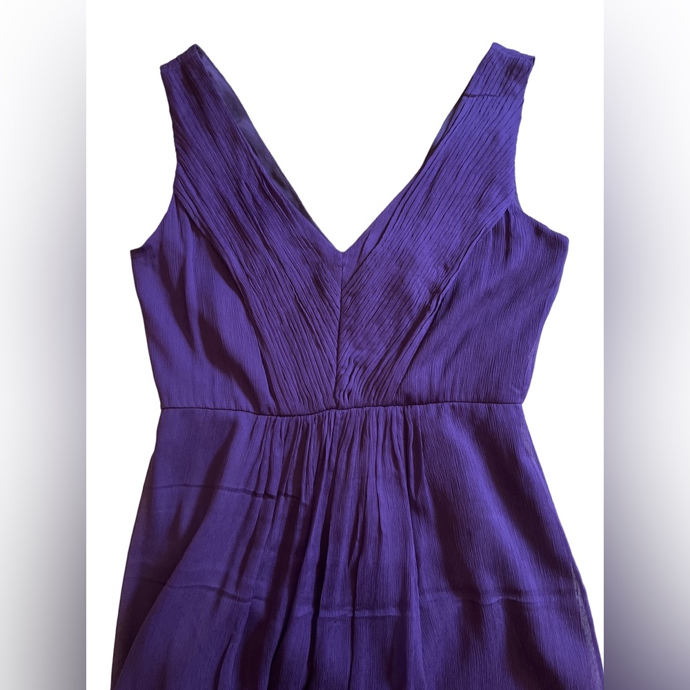 J. Crew sleeveless royal purple chiffon silk high waist midi dress fits XS